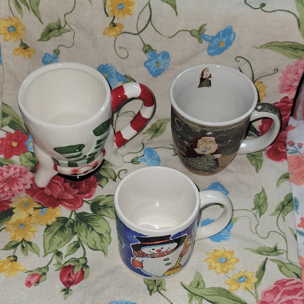 Festive Snowman and Santa Mug Set